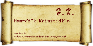 Hamrák Krisztián névjegykártya