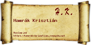 Hamrák Krisztián névjegykártya